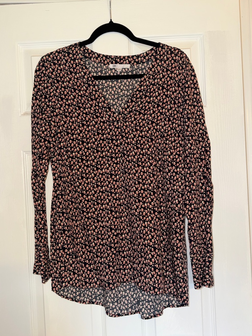 DR2 Blue Blouse with Pink Spot Print